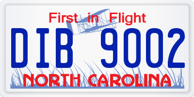 NC license plate DIB9002