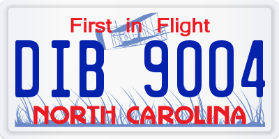 NC license plate DIB9004