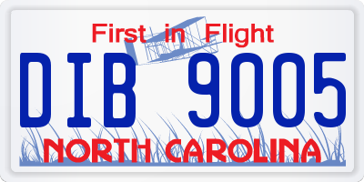 NC license plate DIB9005