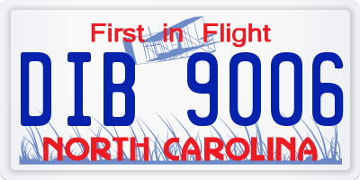 NC license plate DIB9006