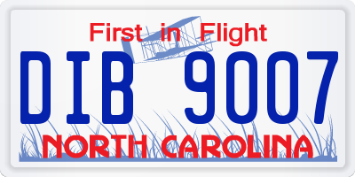 NC license plate DIB9007