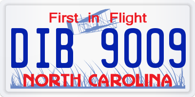 NC license plate DIB9009