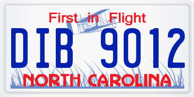 NC license plate DIB9012