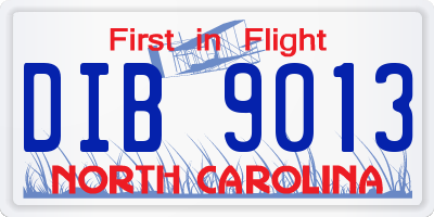 NC license plate DIB9013