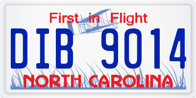 NC license plate DIB9014