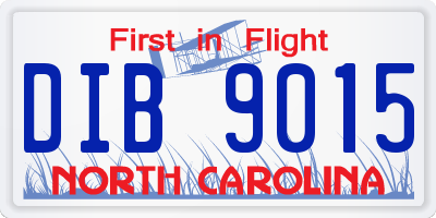 NC license plate DIB9015