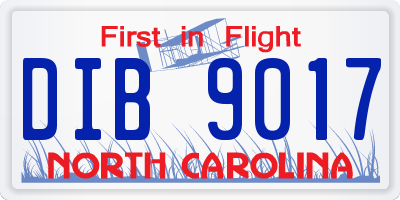 NC license plate DIB9017