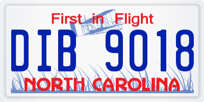 NC license plate DIB9018