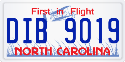 NC license plate DIB9019