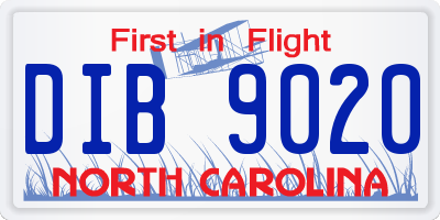 NC license plate DIB9020