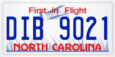 NC license plate DIB9021