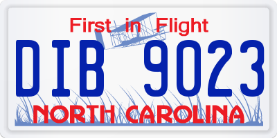 NC license plate DIB9023