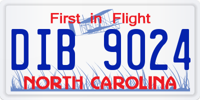 NC license plate DIB9024