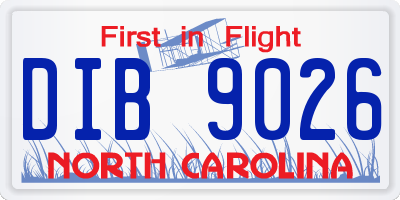 NC license plate DIB9026
