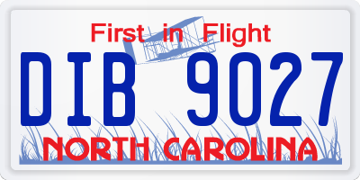 NC license plate DIB9027