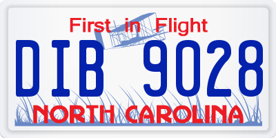NC license plate DIB9028