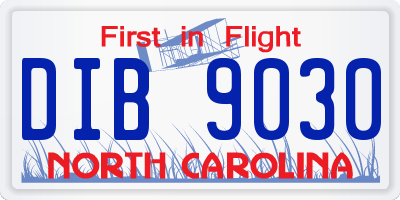 NC license plate DIB9030