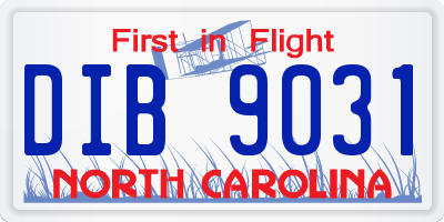 NC license plate DIB9031
