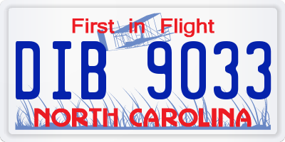 NC license plate DIB9033