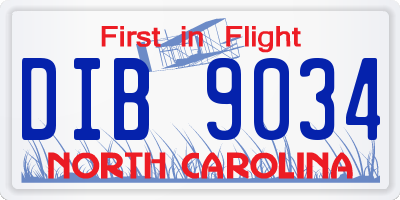 NC license plate DIB9034