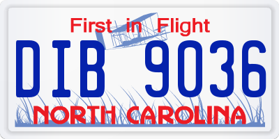NC license plate DIB9036