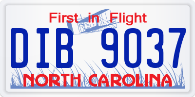 NC license plate DIB9037