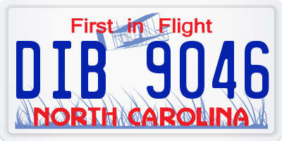 NC license plate DIB9046