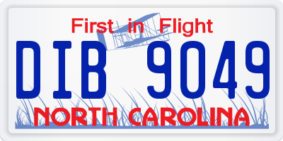 NC license plate DIB9049