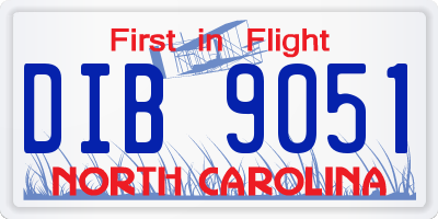 NC license plate DIB9051