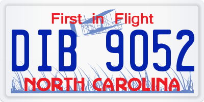 NC license plate DIB9052