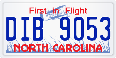 NC license plate DIB9053