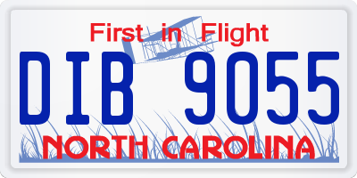 NC license plate DIB9055