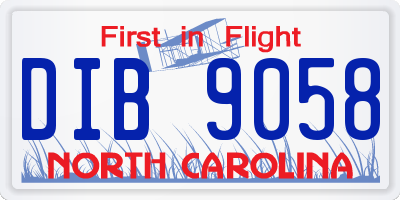 NC license plate DIB9058