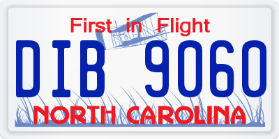 NC license plate DIB9060