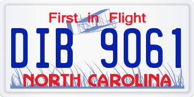 NC license plate DIB9061