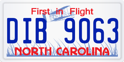 NC license plate DIB9063