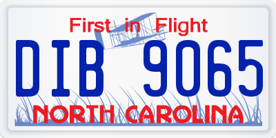 NC license plate DIB9065