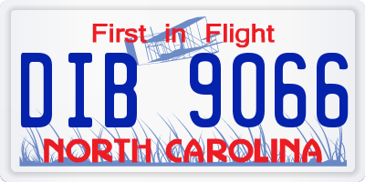NC license plate DIB9066