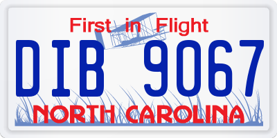 NC license plate DIB9067