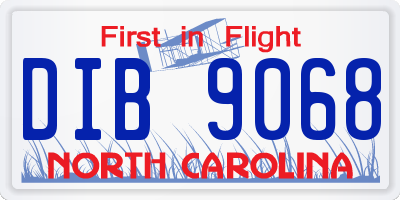 NC license plate DIB9068