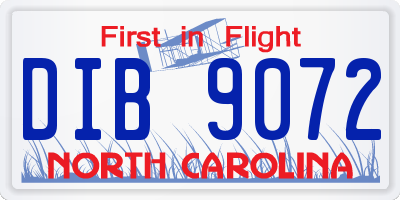 NC license plate DIB9072