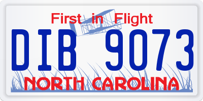 NC license plate DIB9073