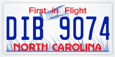 NC license plate DIB9074