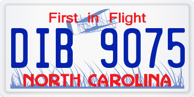 NC license plate DIB9075