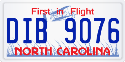 NC license plate DIB9076