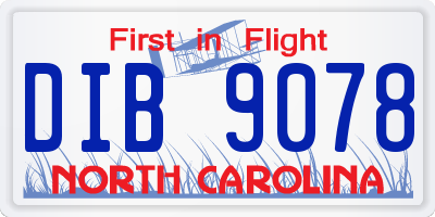 NC license plate DIB9078