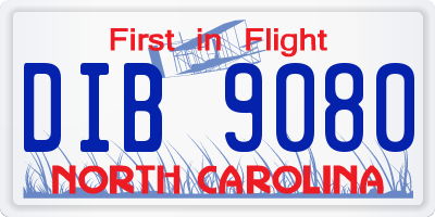 NC license plate DIB9080