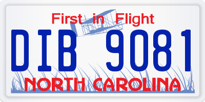 NC license plate DIB9081