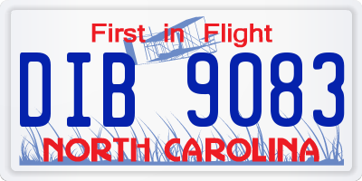 NC license plate DIB9083