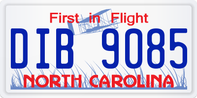NC license plate DIB9085
